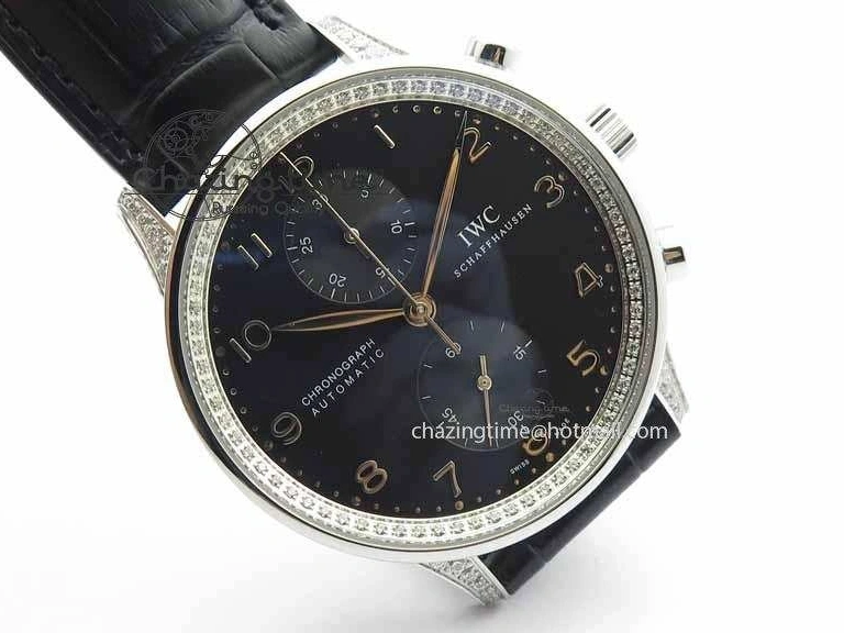 MIROTIME 0415 Portuguese IW3714 Diam ZF V2 1:1 Best Edition Black Dial On Black Leather Strap A79350 (Slim Movement) Lightweight 7245